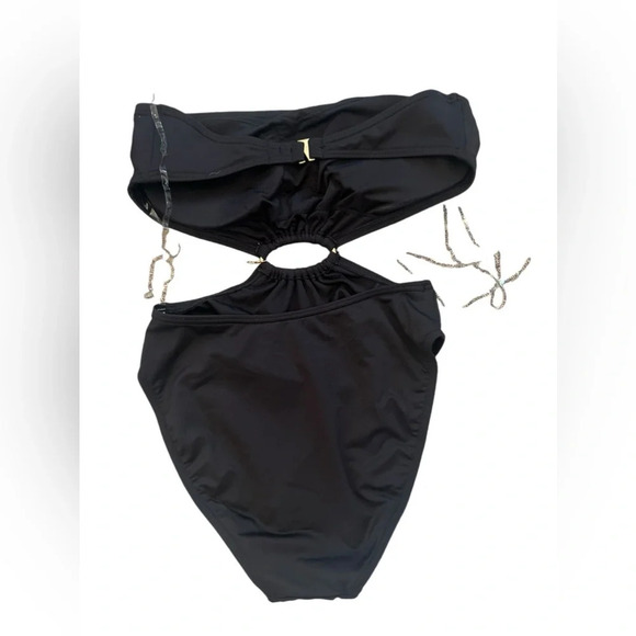 Michael Kors new with tags black monokini one piece with gold ring so flattering - Picture 3 of 5